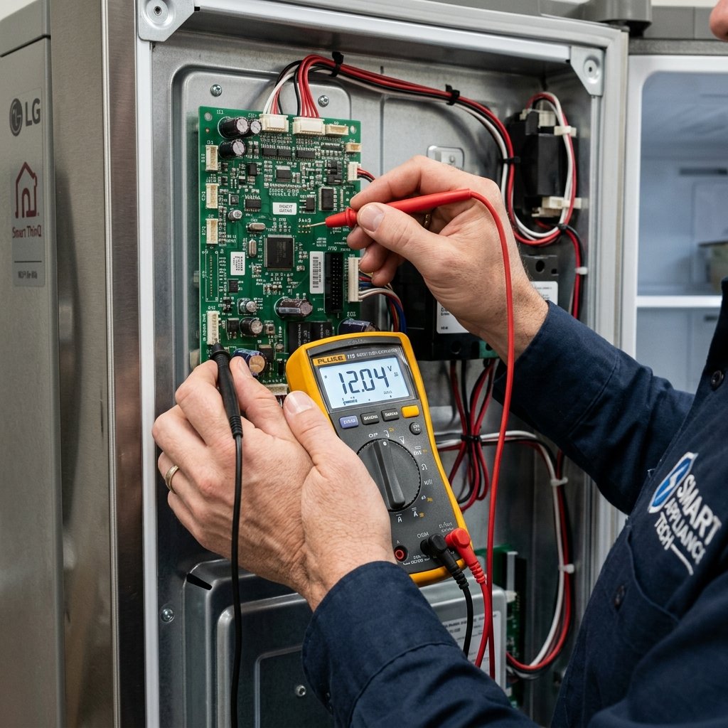 Appliance Repair Technician Troubleshooting Refrigerator Controls